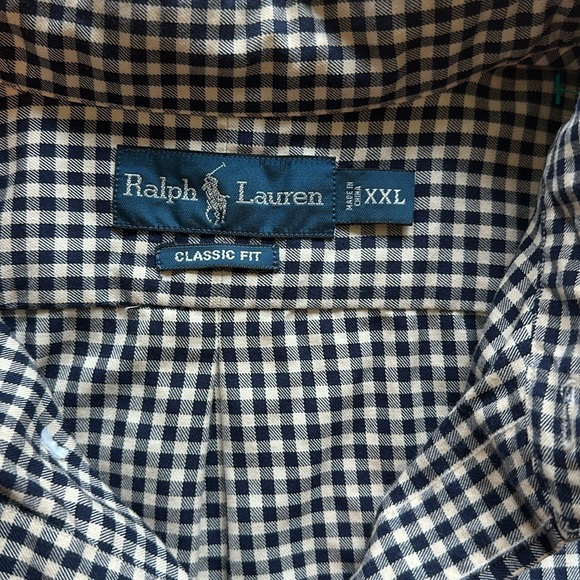Polo Ralph Lauren classic tan and navy check button down. Sz xxl - Picture 3 of 4